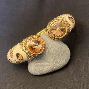 Real Collectibles White Enamel and CZ Cuff Bracele